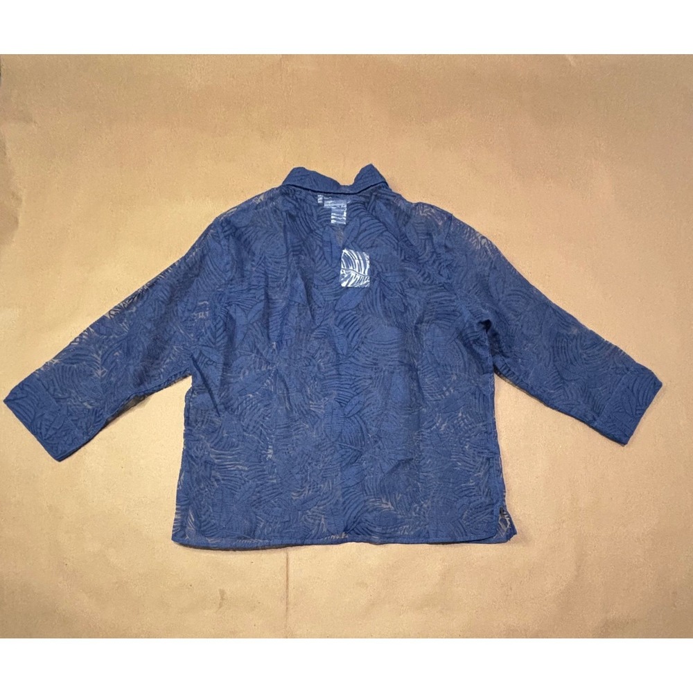 Coldwater Creek Blue Batik Burnout Shirt Women Size M - Picture 4 of 5